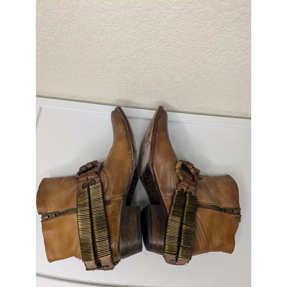 Freebird by Steven Evil Brown Leather Ankle Boot Bronze Hardwear Womens Size 9 - Picture 6 of 10
